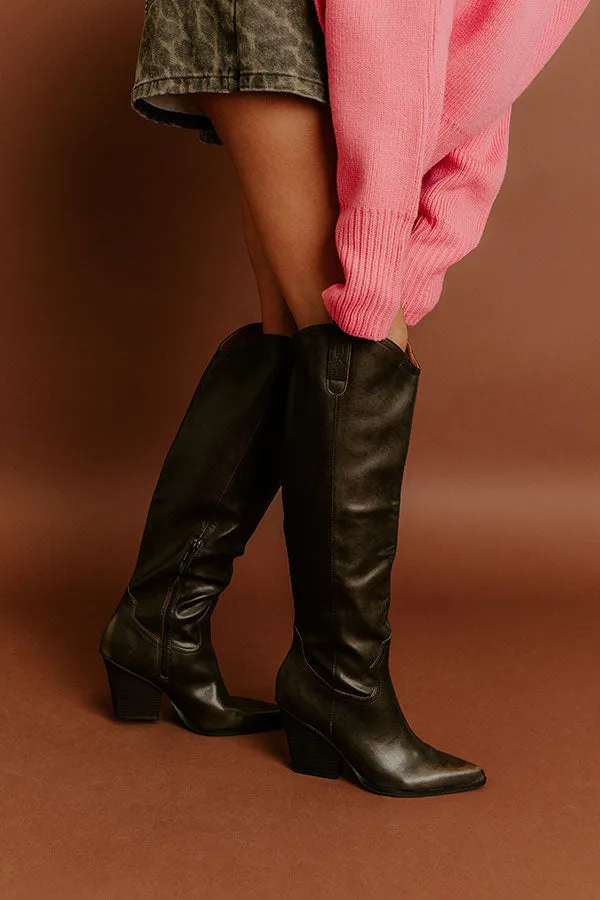 The Barcelona Faux Leather Knee High Boot in Chestnut sold by Impressions product image thumbnail 2