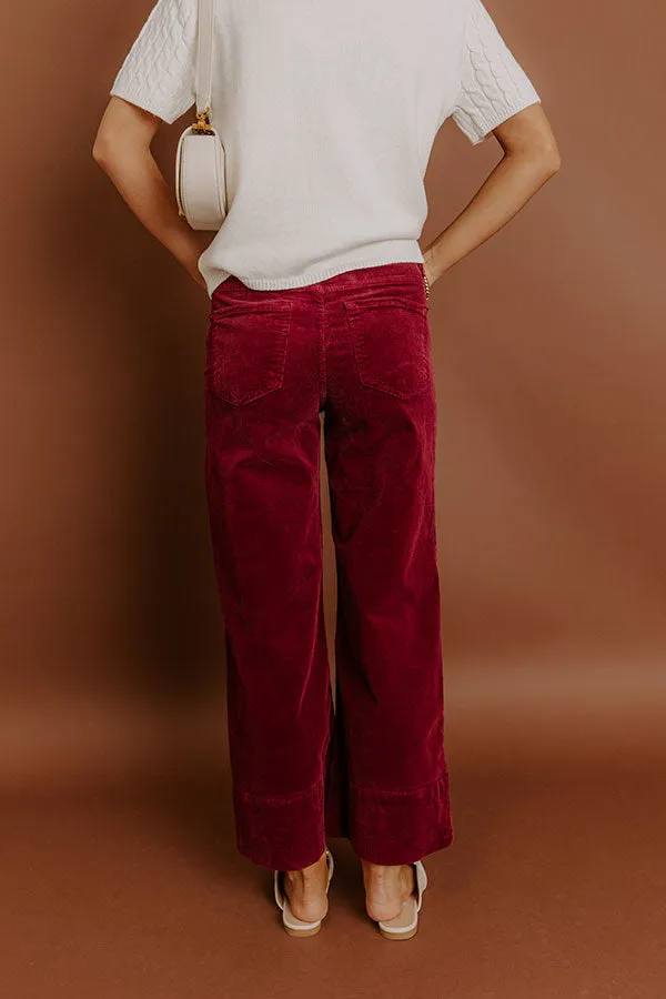 RISEN Kinsley High Waist Corduroy Wide Leg Pants in Wine sold by Impressions product image thumbnail 5