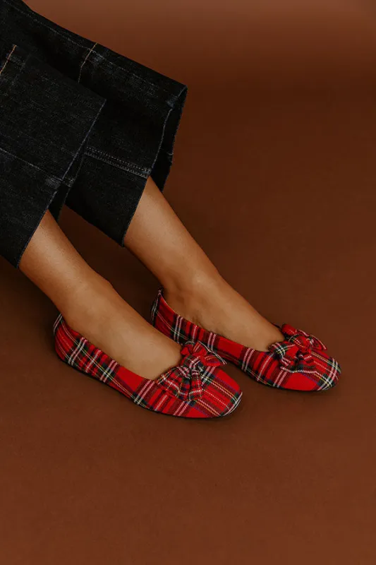 Sugar Rush Plaid Flats in Red sold by Impressions