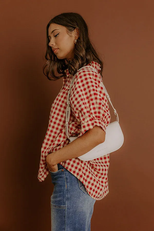 Picnic At The Park Oversized Gingham Button Up in Red/Yellow sold by Impressions product image thumbnail 5