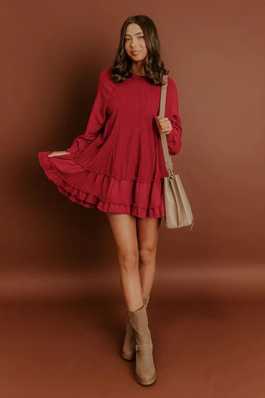 Kind Eyes Eyelet Mini Dress in Red sold by Impressions