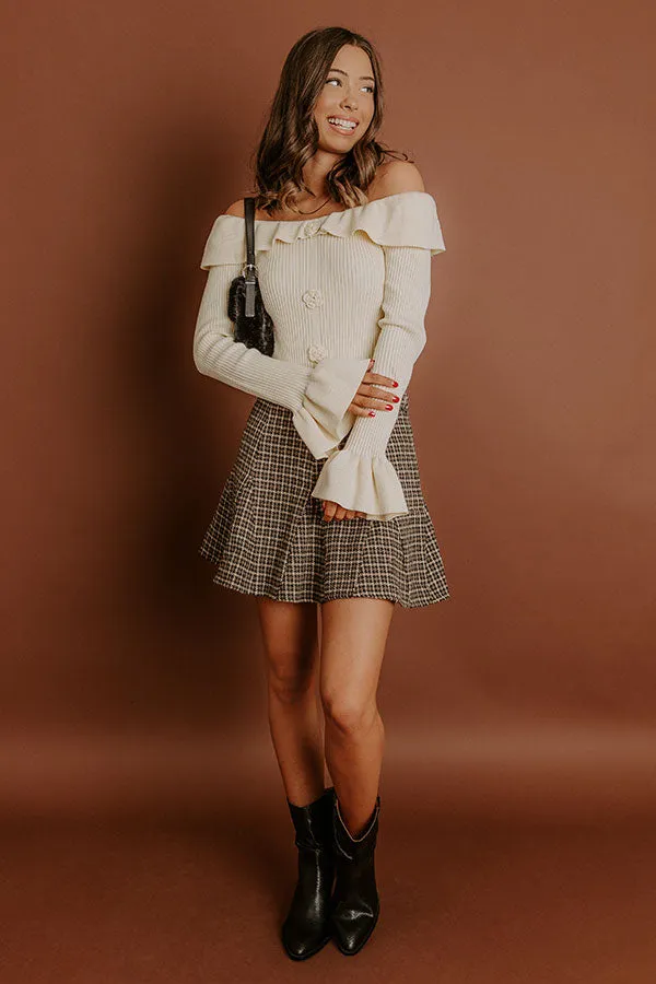 The Chloe High Waist Houndstooth Mini Skirt sold by Impressions product image thumbnail 3