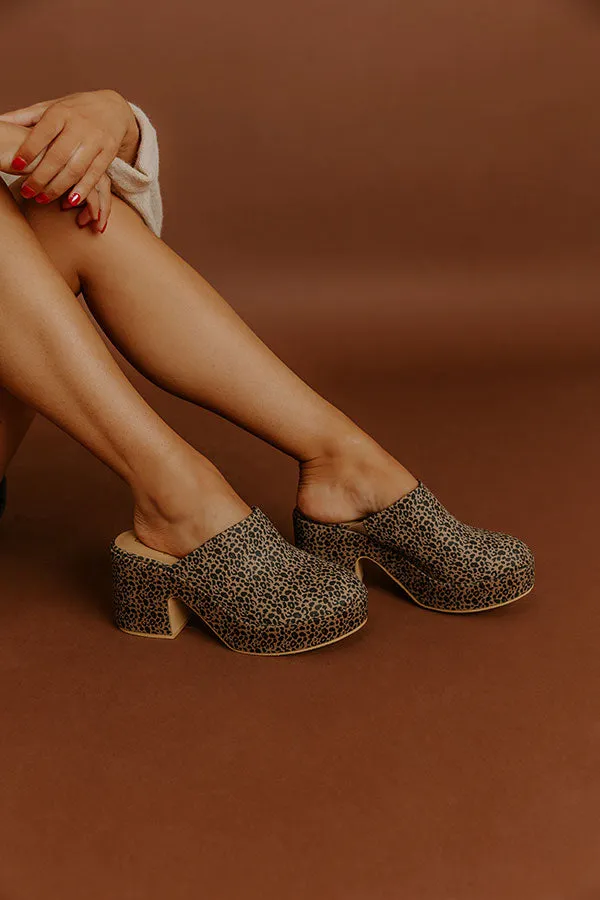 Jayde Faux Suede Platform Clog Heels in Leopard sold by Impressions product image thumbnail 3