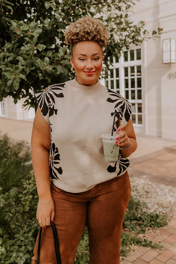 City Bloom Floral Knit Top in Iced Latte Curves sold by Impressions product image thumbnail 5
