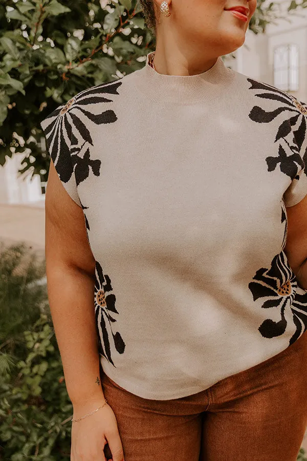 City Bloom Floral Knit Top in Iced Latte Curves sold by Impressions product image thumbnail 2