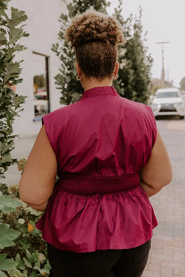 Chic Ensemble Peplum Top in Wine Curves sold by Impressions product image thumbnail 5