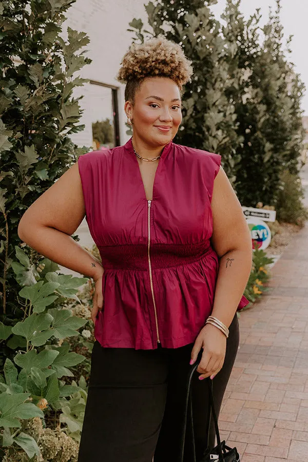 Chic Ensemble Peplum Top in Wine Curves sold by Impressions product image thumbnail 2