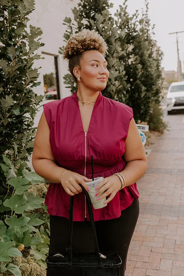 Chic Ensemble Peplum Top in Wine Curves sold by Impressions product image thumbnail 4