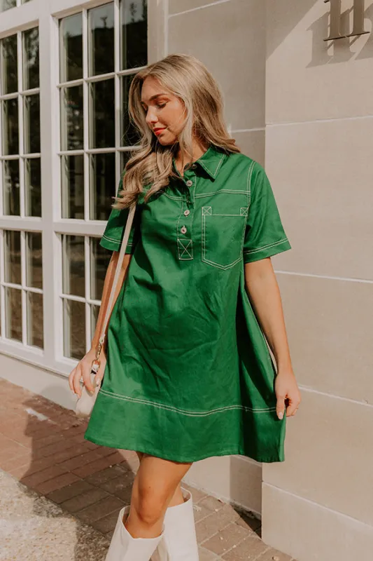 Cafe On Fifth Denim Mini Dress in Green sold by Impressions