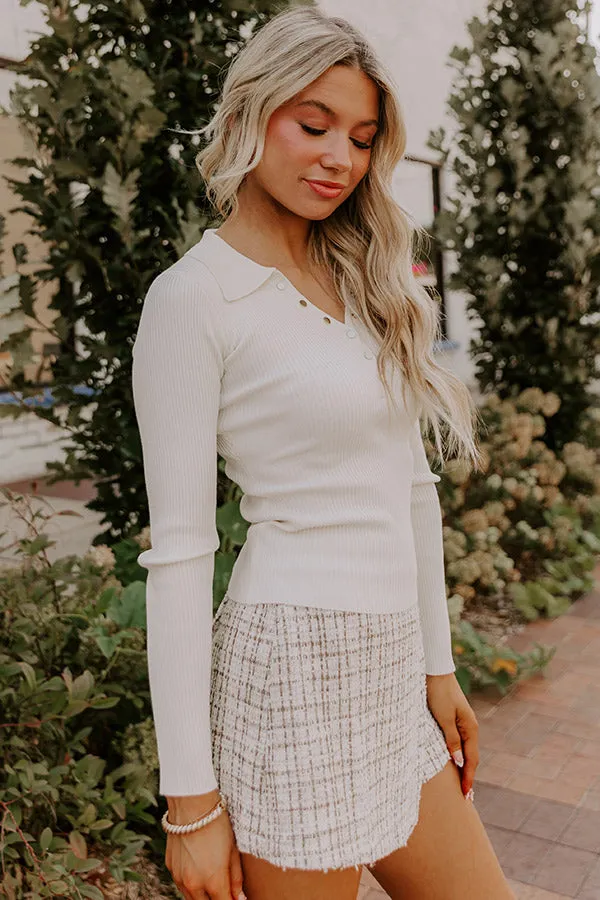 Easy To Style Ribbed Henley Top in Cream sold by Impressions product image thumbnail 4