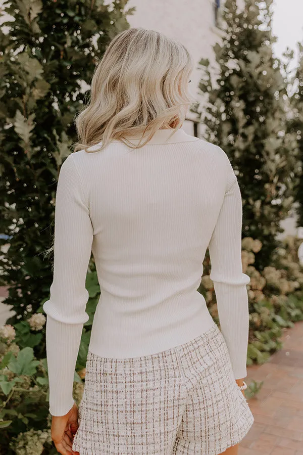 Easy To Style Ribbed Henley Top in Cream sold by Impressions product image thumbnail 5