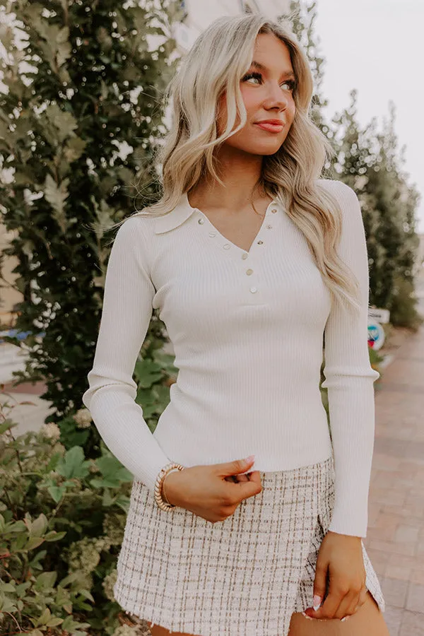 Easy To Style Ribbed Henley Top in Cream sold by Impressions product image thumbnail 3