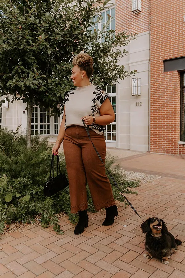 The Georgia High Waist Eyelet Pants in Chocolate Curves sold by Impressions