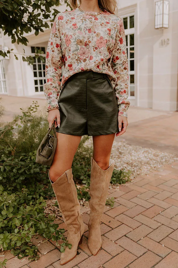 Chic Statement High Waist Faux Leather Shorts in Deep Forest sold by Impressions product image thumbnail 2