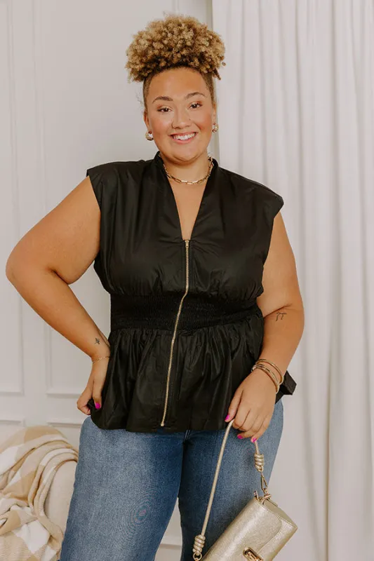 Chic Ensemble Peplum Top in Black Curves sold by Impressions