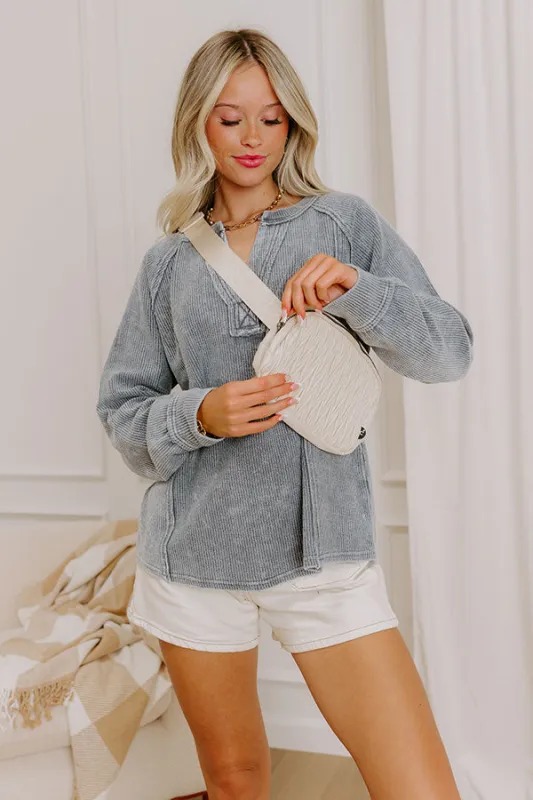 Easy Days Ribbed Top in Slate sold by Impressions