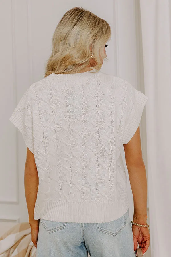 Uptown Ease Cable Knit Sweater Top in Cream sold by Impressions product image thumbnail 4