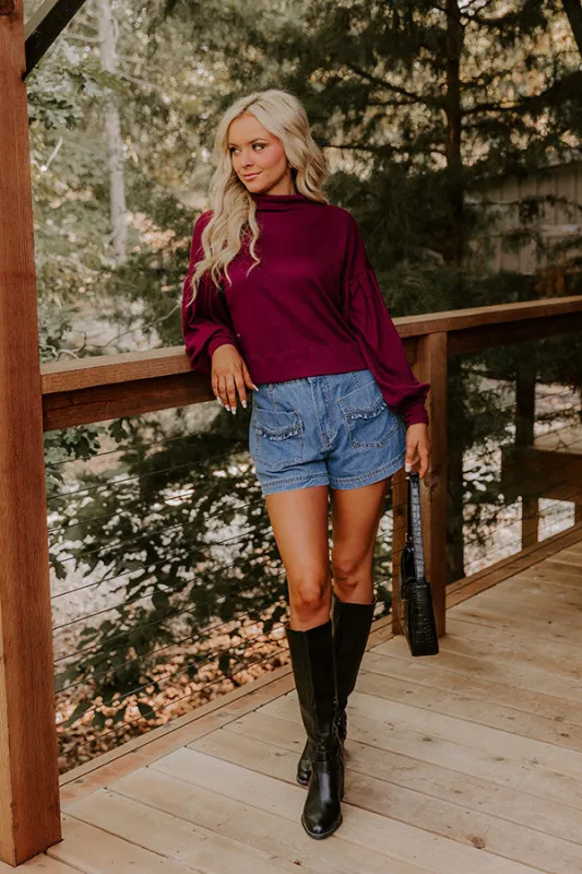 Sweet Energy Knit Top in Merlot sold by Impressions