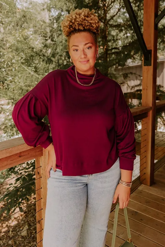 Sweet Energy Knit Top in Merlot Curves sold by Impressions