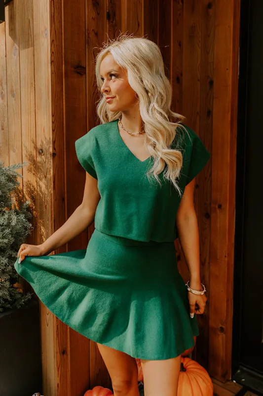 Chic A La Mode High Waist Knit Mini Skirt in Hunter Green sold by Impressions