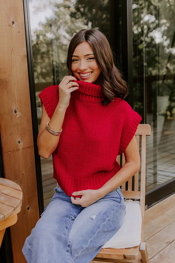 Coffee Shop Charm Knit Sweater Top in Red sold by Impressions