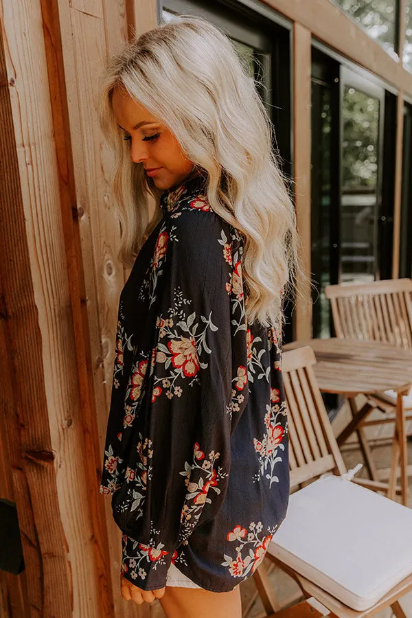 Harvest Bloom Floral Button Up Top in Black sold by Impressions product image thumbnail 5