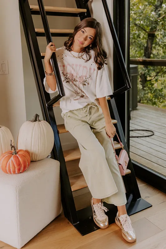 Metropolitan Muse High Waist Chambray Pants in Light Sage sold by Impressions