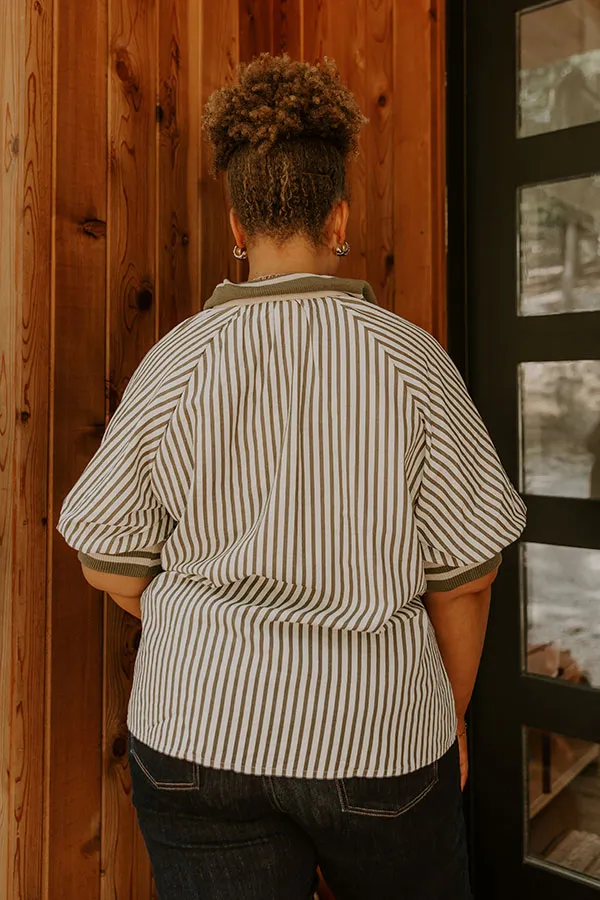 Smiles And Stripes Quarter Zip Top in Sage Curves sold by Impressions product image thumbnail 5