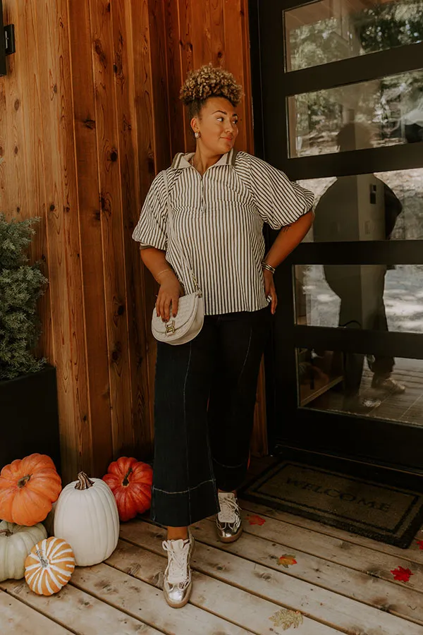 Smiles And Stripes Quarter Zip Top in Sage Curves sold by Impressions product image thumbnail 2