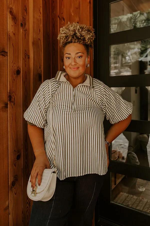 Smiles And Stripes Quarter Zip Top in Sage Curves sold by Impressions product image thumbnail 3