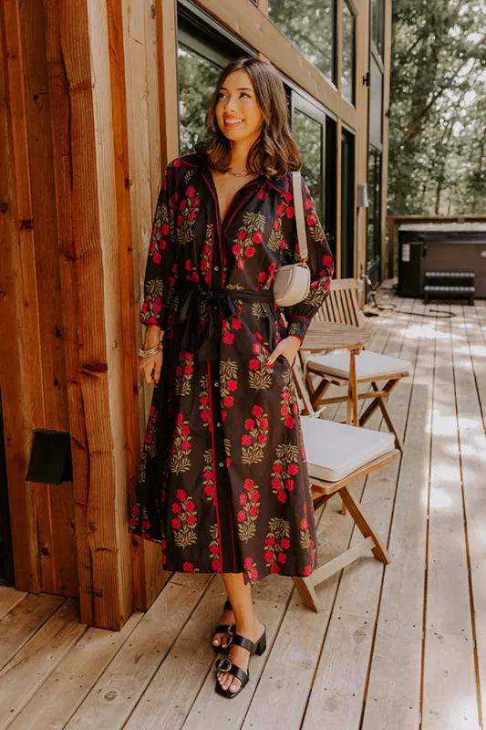 Charming Smile Floral Button Down Midi Dress sold by Impressions