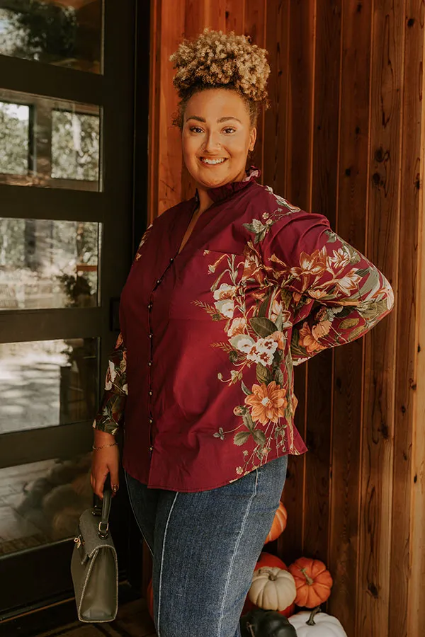 Uptown Poise Floral Top in Wine Curves sold by Impressions product image thumbnail 4