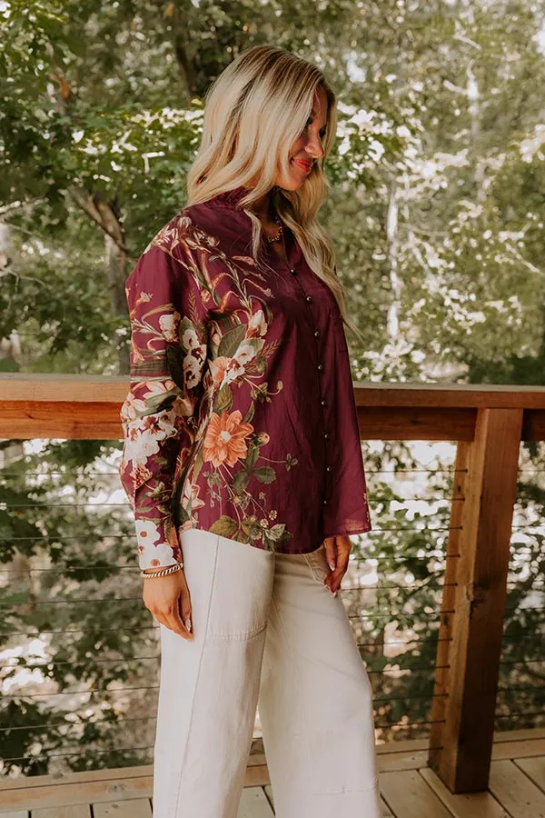 Uptown Poise Floral Top in Wine sold by Impressions product image thumbnail 5