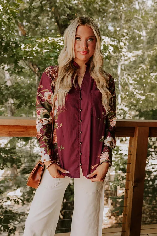 Uptown Poise Floral Top in Wine sold by Impressions product image thumbnail 3