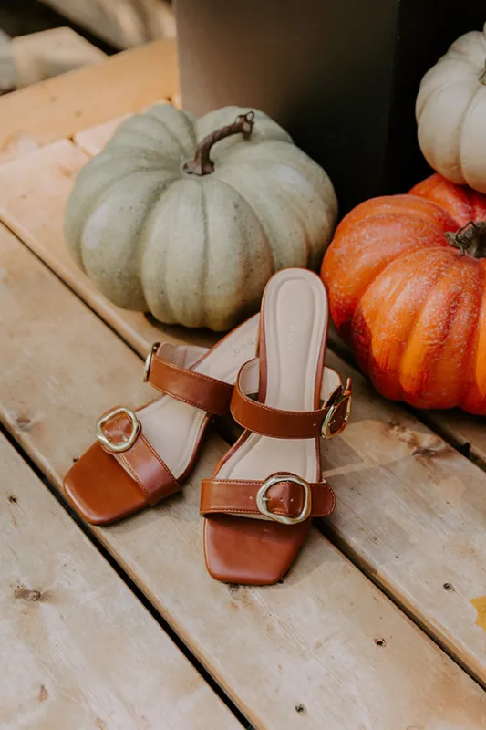 The Eloise Faux Leather Heel in Brown sold by Impressions