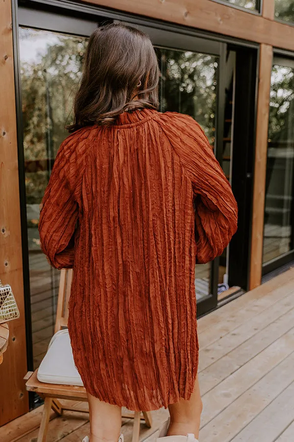 Boho Sunrise Chiffon Ruffle Mini Dress in Rust sold by Impressions product image thumbnail 5