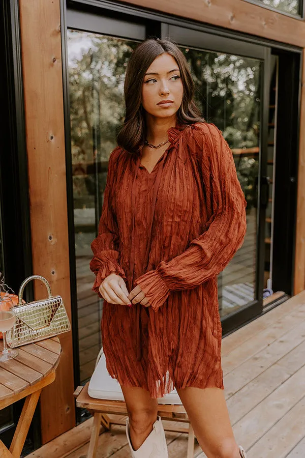 Boho Sunrise Chiffon Ruffle Mini Dress in Rust sold by Impressions product image thumbnail 2