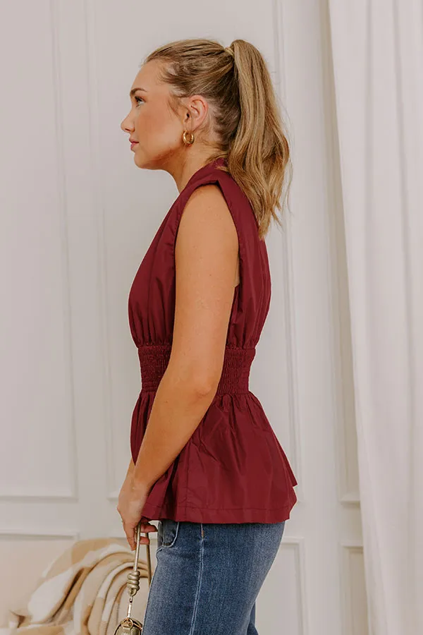 Chic Ensemble Peplum Top in Wine sold by Impressions product image thumbnail 4