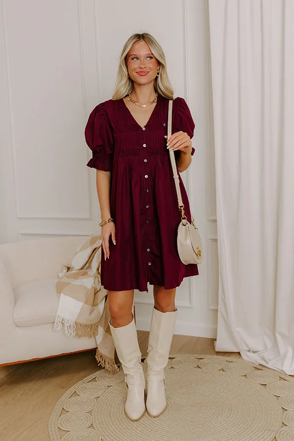 Bordeaux Bliss Button Down Mini Dress sold by Impressions product image thumbnail 4