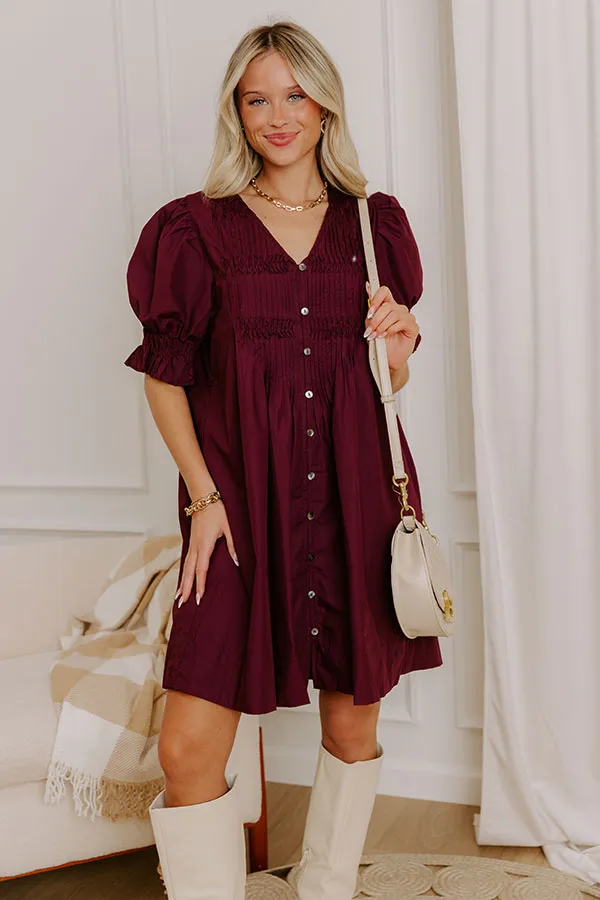 Bordeaux Bliss Button Down Mini Dress sold by Impressions