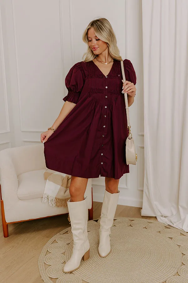 Bordeaux Bliss Button Down Mini Dress sold by Impressions product image thumbnail 2