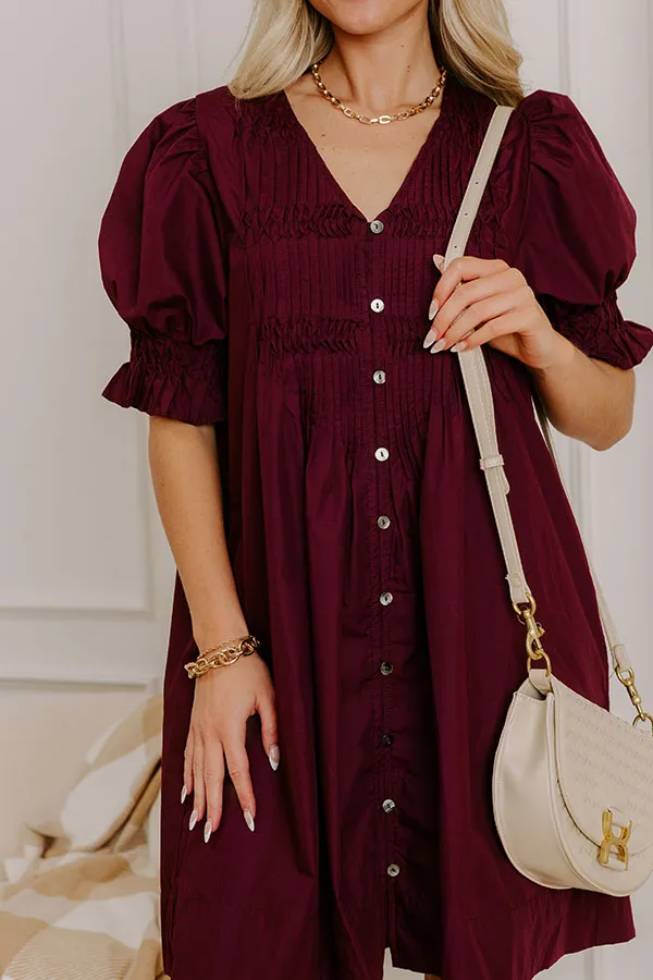 Bordeaux Bliss Button Down Mini Dress sold by Impressions product image thumbnail 3