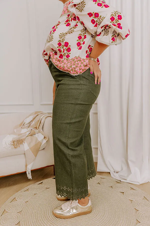 The Georgia High Waist Eyelet Pants in Olive Curves sold by Impressions product image thumbnail 4