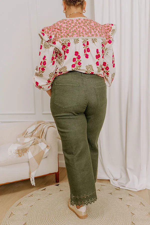 The Georgia High Waist Eyelet Pants in Olive Curves sold by Impressions product image thumbnail 5