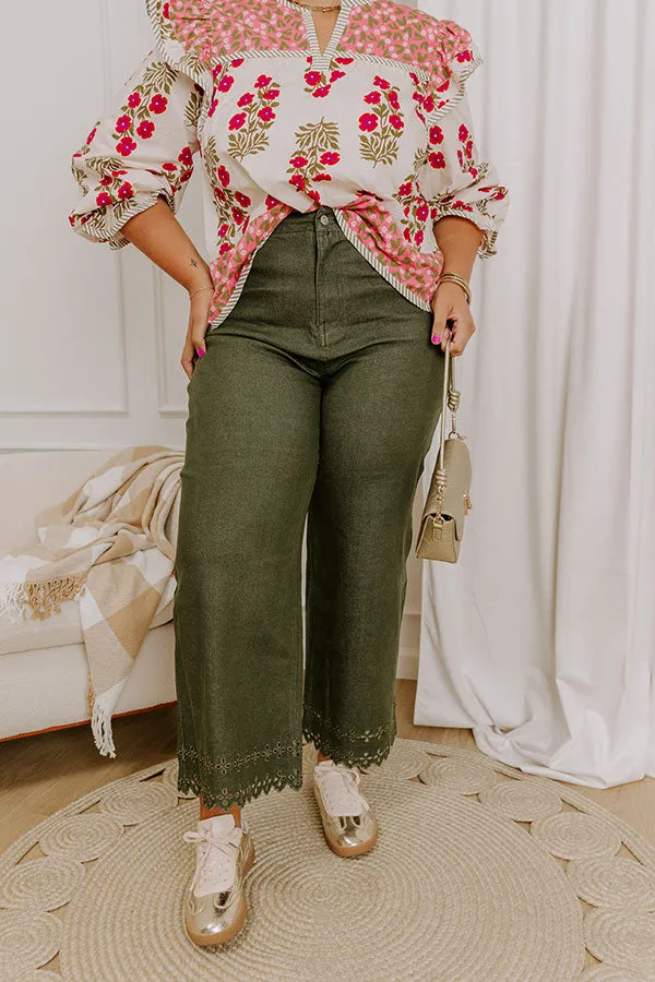The Georgia High Waist Eyelet Pants in Olive Curves sold by Impressions product image thumbnail 2