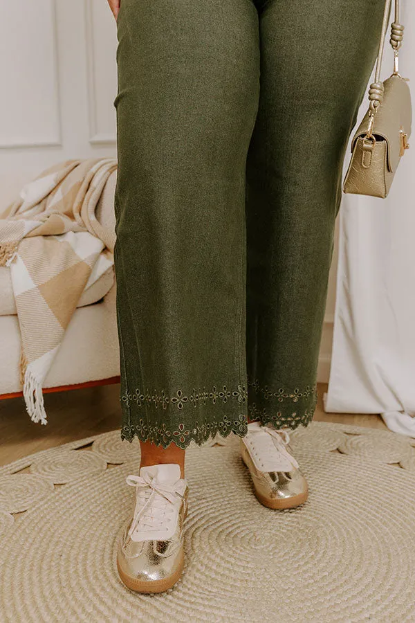 The Georgia High Waist Eyelet Pants in Olive Curves sold by Impressions product image thumbnail 3