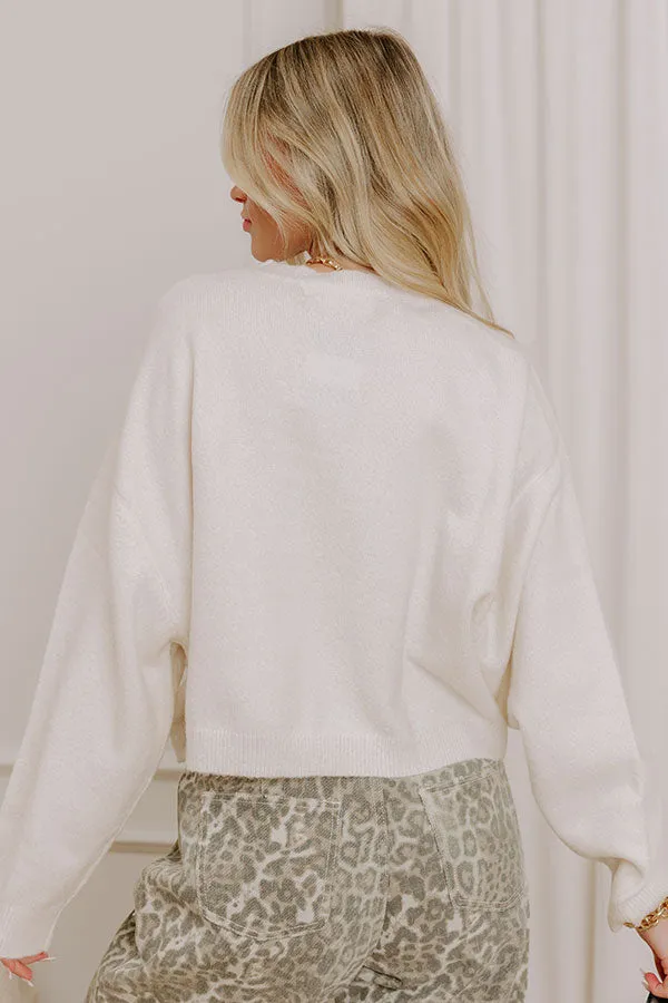 Comfy Chic Knit Crop Sweater Top in Cream sold by Impressions product image thumbnail 5