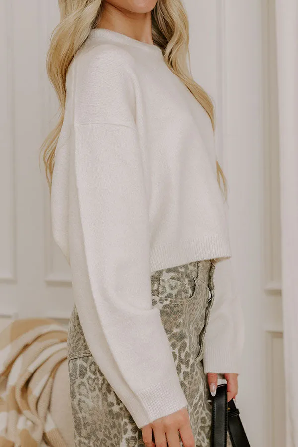 Comfy Chic Knit Crop Sweater Top in Cream sold by Impressions product image thumbnail 4