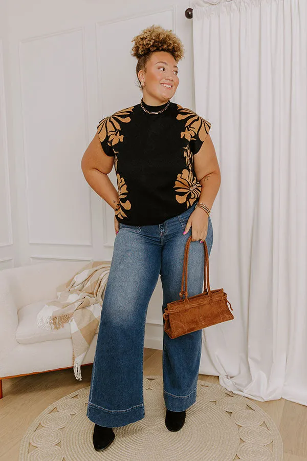 City Bloom Floral Knit Top in Black Curves sold by Impressions product image thumbnail 2