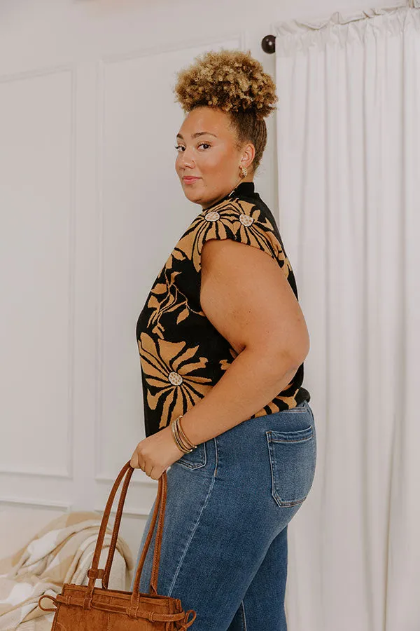 City Bloom Floral Knit Top in Black Curves sold by Impressions product image thumbnail 3